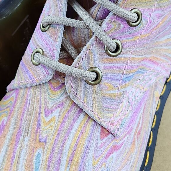 🩵NIB Dr. Martens Pink & Orange Pascal Marbled Suede Boots Size 8 - Picture 7 of 15